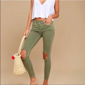Olive green Free People skinny jeans Size 24